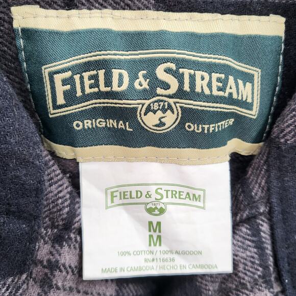 Field & Stream Charcoal Gray Black 100% Cotton Flannel Shacket Shirt Jacket Sz M - Picture 6 of 7